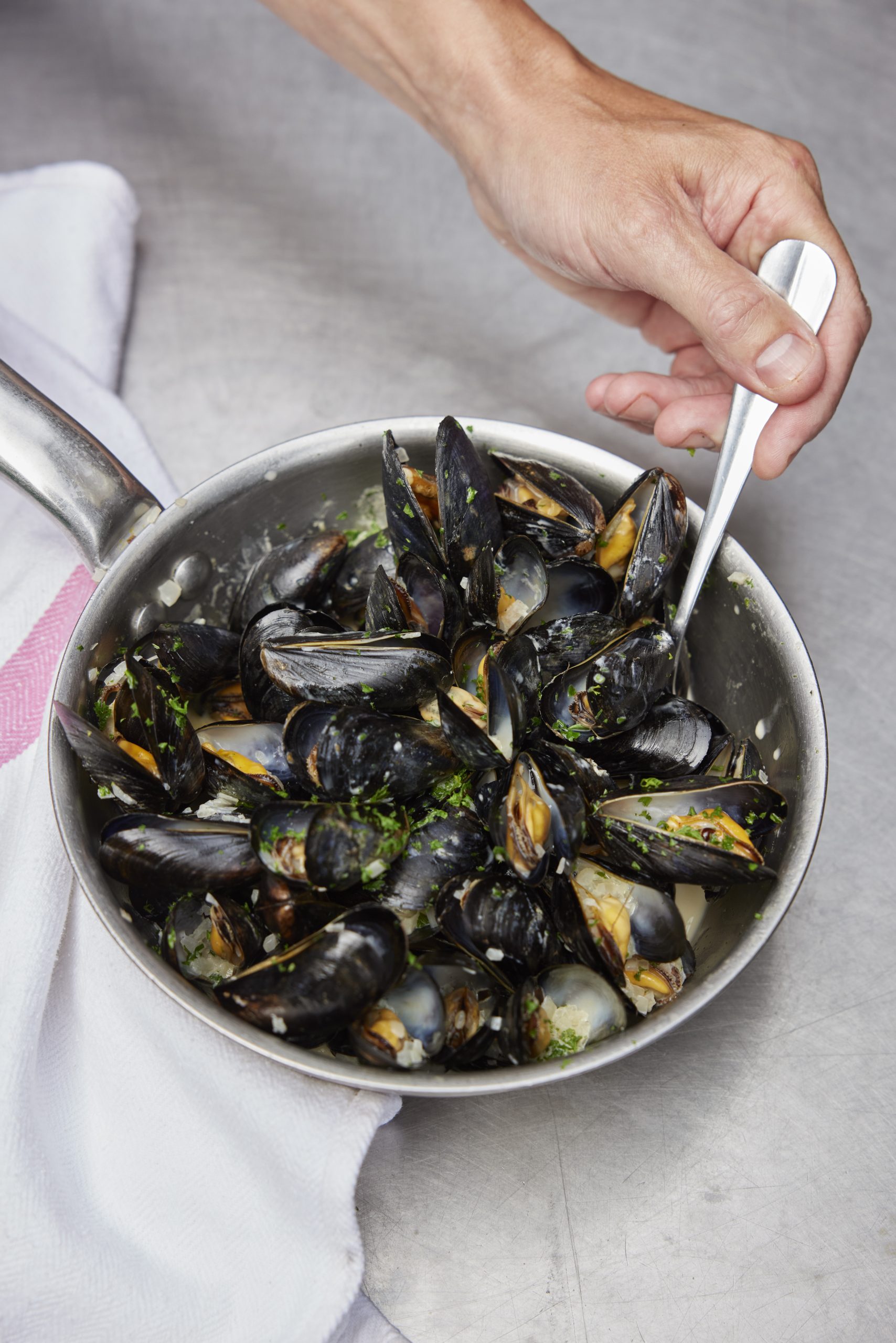 Locally sourced mussels in the Blakeney Hotel kitchen